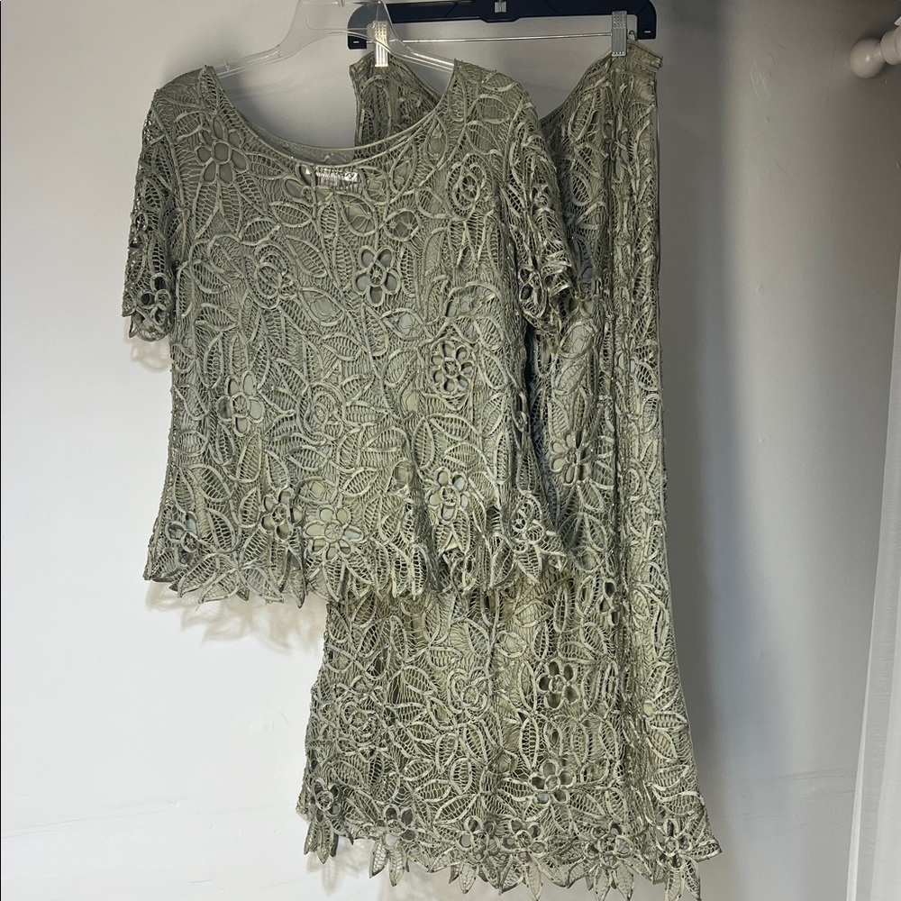 Stunning Silk Lace Two-Piece Set